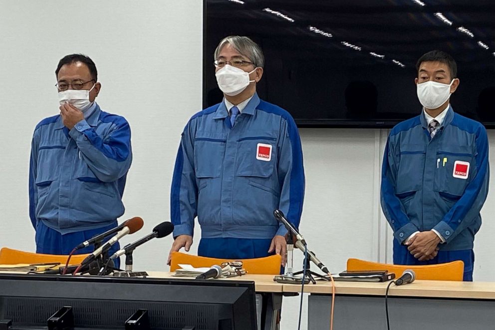 PHOTO: TEPCO executive Junichi Matsumoto announces that the first batch of treated and diluted radioactive wastewater will be released into the Pacific Ocean on Thursday from the plant, in Okuma, Japan, Thursday, Aug. 24, 2023.