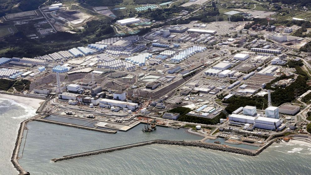 PHOTO: This aerial view shows the Fukushima Daiichi nuclear power plant in Fukushima, northern Japan, Thursday, Aug. 24, 2023, as its operator TEPCO has begun releasing its first batch of treated radioactive water into the Pacific Ocean.