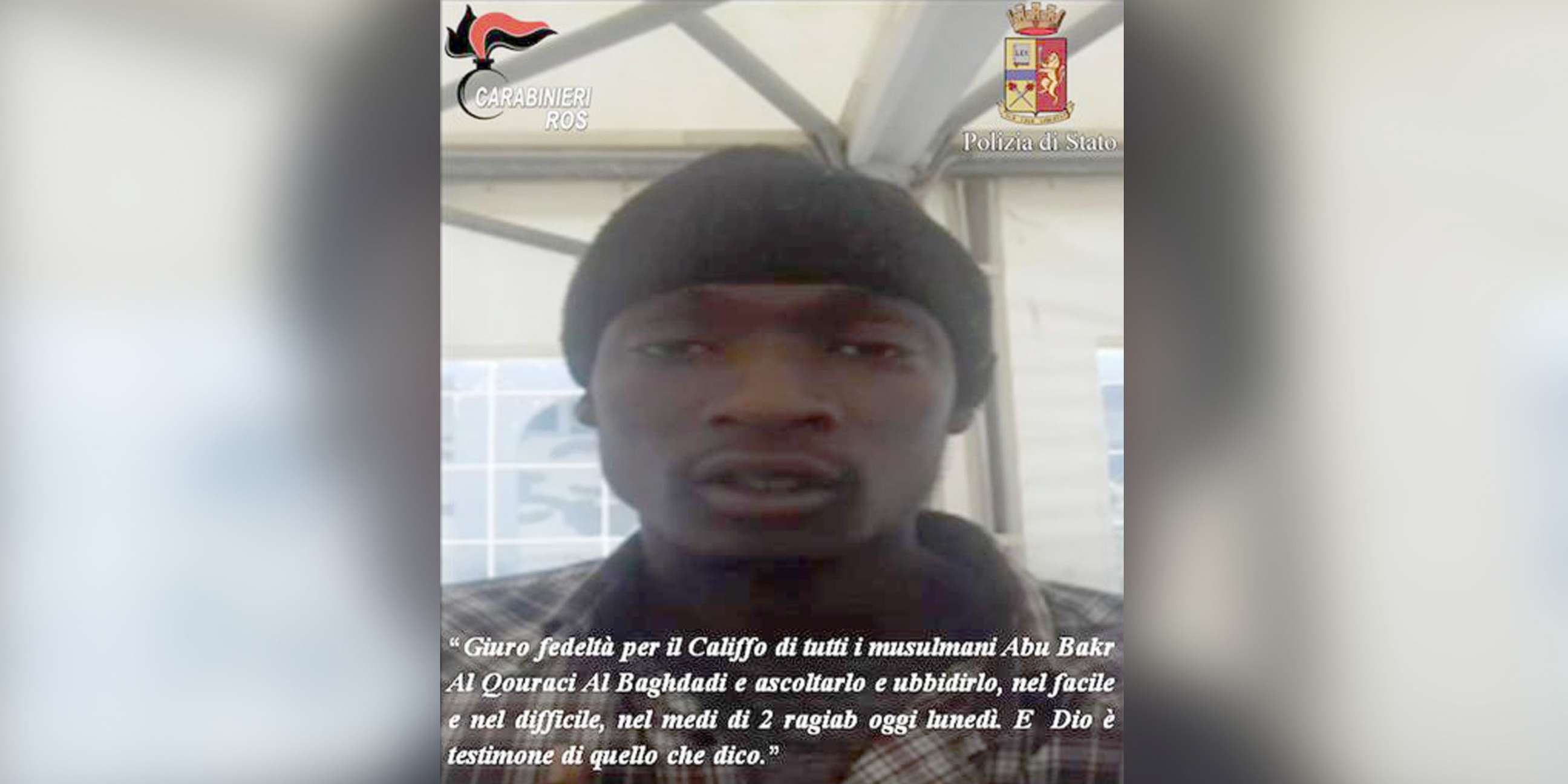 PHOTO: Asylum-seeker Alagie Touray, 21, was arrested in southern Italy on April 20, 2018, Italian authorities said.