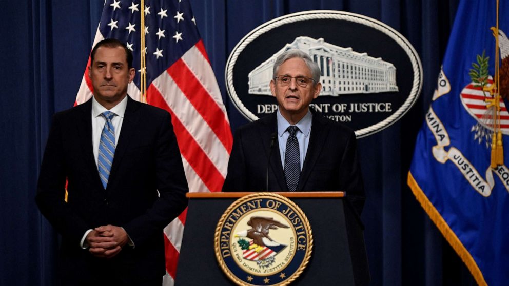 PHOTO: Attorney General Merrick Garland names an independent special counsel, Robert Hur, to probe President Joe Biden's alleged mishandling of classified documents at the US Justice Department in Washington on Jan. 12, 2023.