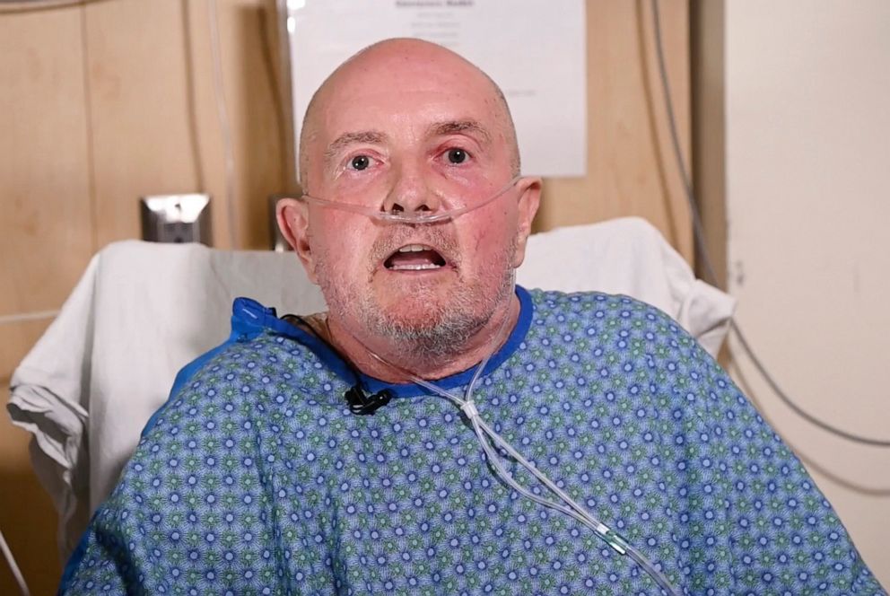 PHOTO: Club Q shooting survivor Ed Sanders talks about the incident from his hospital bed in Colorado Springs, Colo., Nov. 21, 2022. 