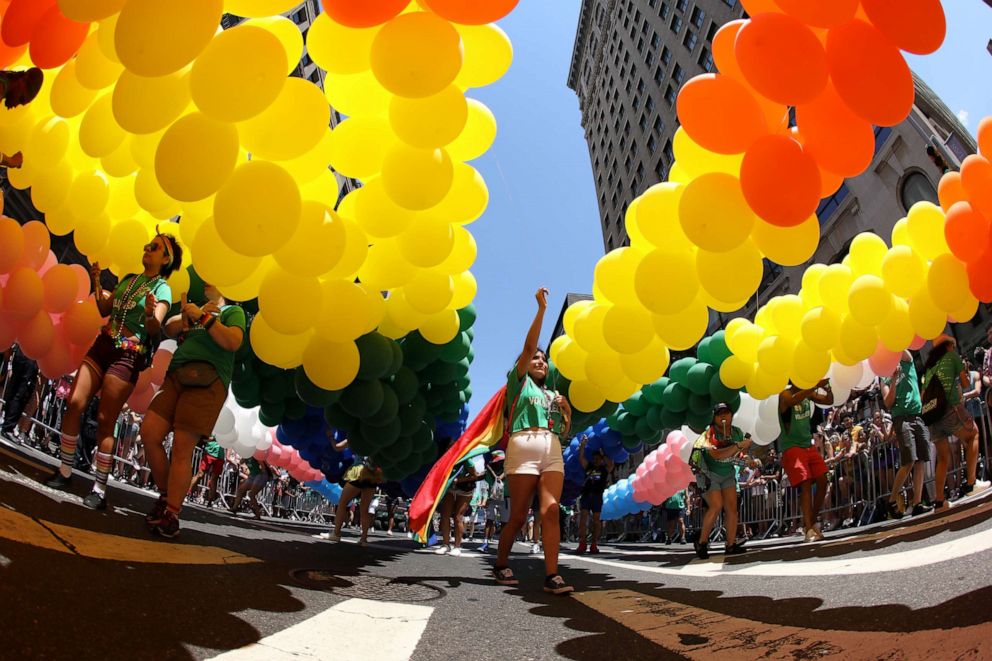PHOTO: People participate in the 2019 World Pride NYC and Stonewall 50th LGBTQ Pride parade in New York, June 30, 2019.