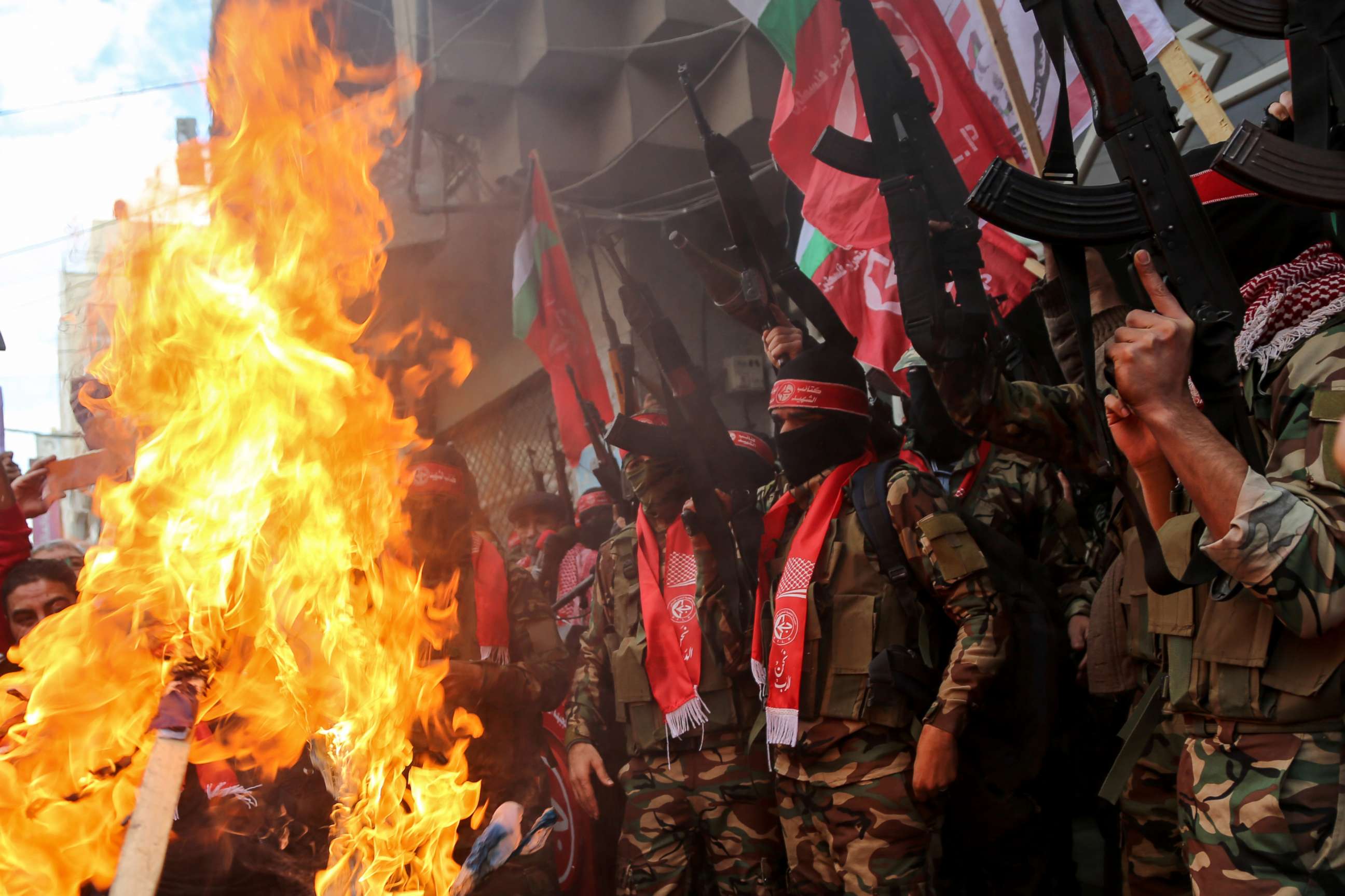 PHOTO: Palestinian Territories: Palestinian militants from the Popular Front for the Liberation of Palestine (PFLP) take part in a protest following Trump's decision to recognize Jerusalem as the capital of Israel, in Gaza City, Dec. 7, 2017. 