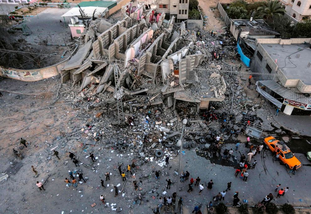 PHOTO: The remains of a building in Gaza City after it was hit during Israeli air strikes, May 5, 2019.