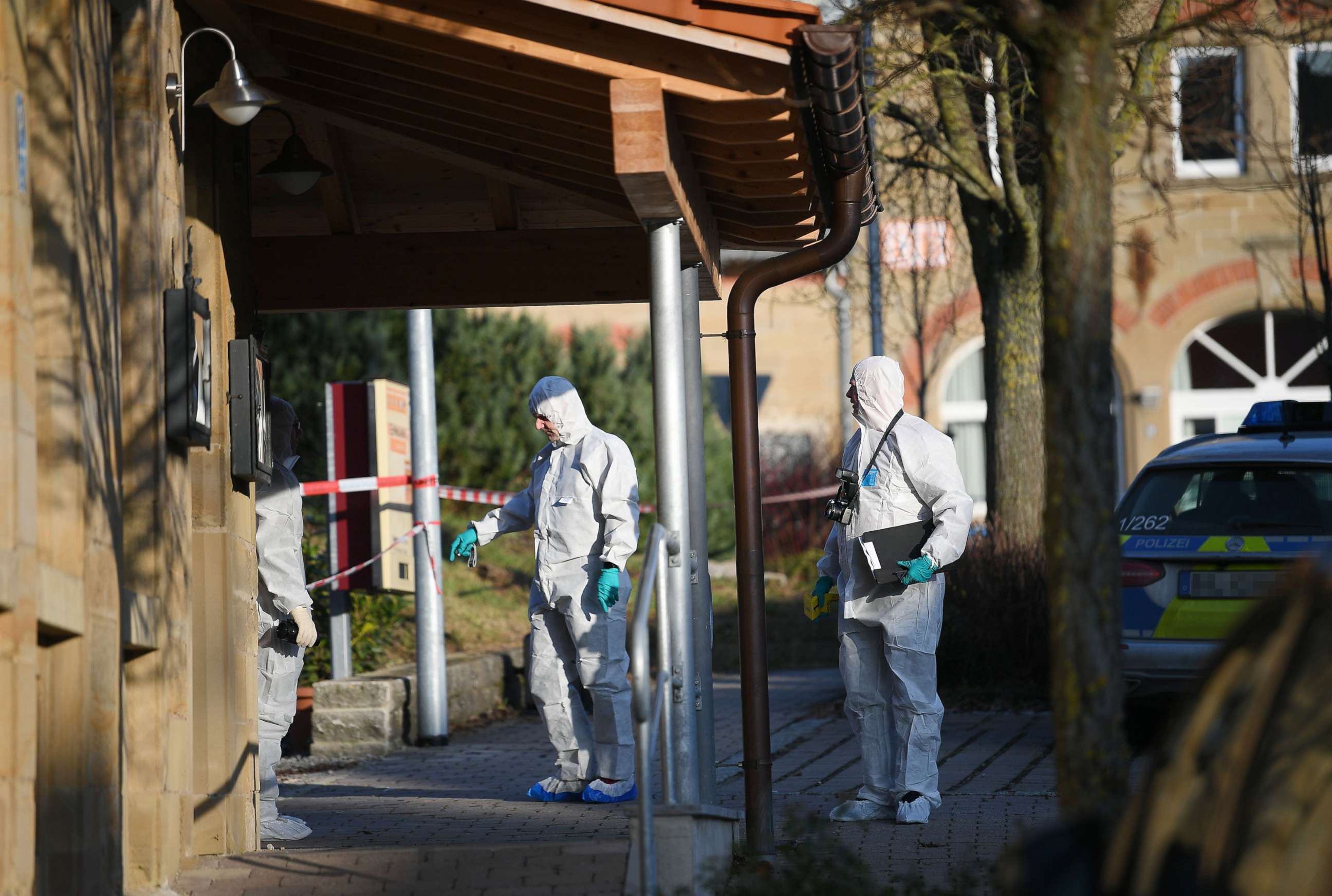 PHOTO: German police searches a house on Jan. 24, 2020 in the town of Rot am See in southwestern Germany.