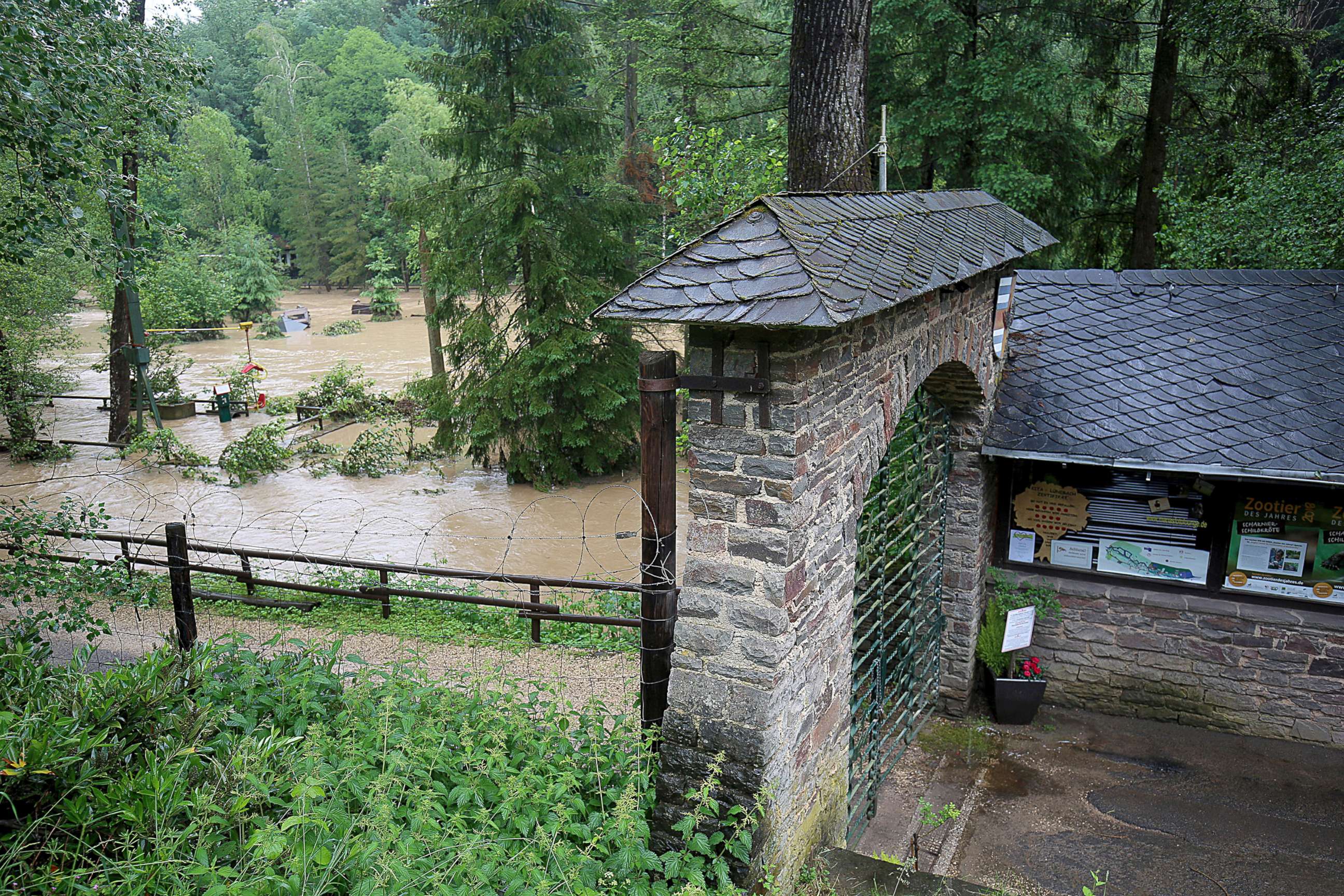 PHOTO: The Eifel zoo in Luenebach, western Germany flooded, June 1, 2018. 