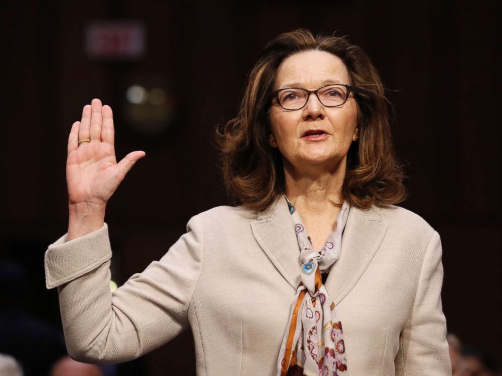 PHOTO: CIA nominee Gina Haspel is sworn in during a confirmation hearing of the Senate Intelligence Committee on Capitol Hill, May 9, 2018, in Washington.