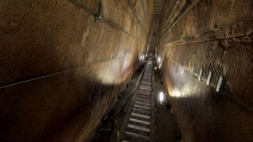 PHOTO: An undated handout photo shows the Grand Gallery passage inside the Great Pyramid of Giza, Egypt.