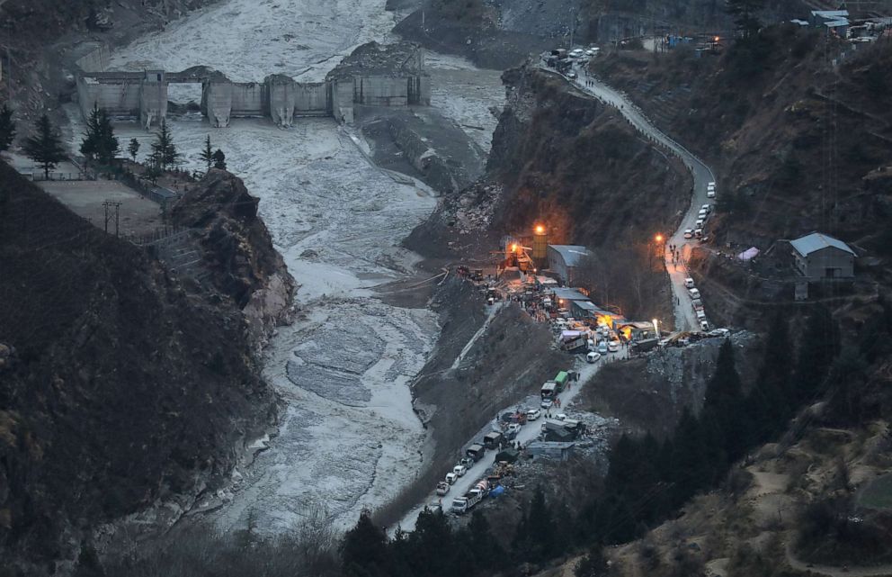 PHOTO: The damaged Dhauliganga hydro power project in Chamoli district, Uttarakhand, India, is shown on Feb. 9, 2021.