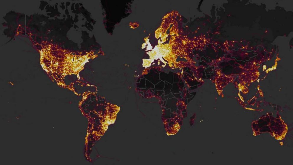 PHOTO: GPS tracking company Strava released an interactive map in November 2017 that showed where the users of fitness devices are around the world.