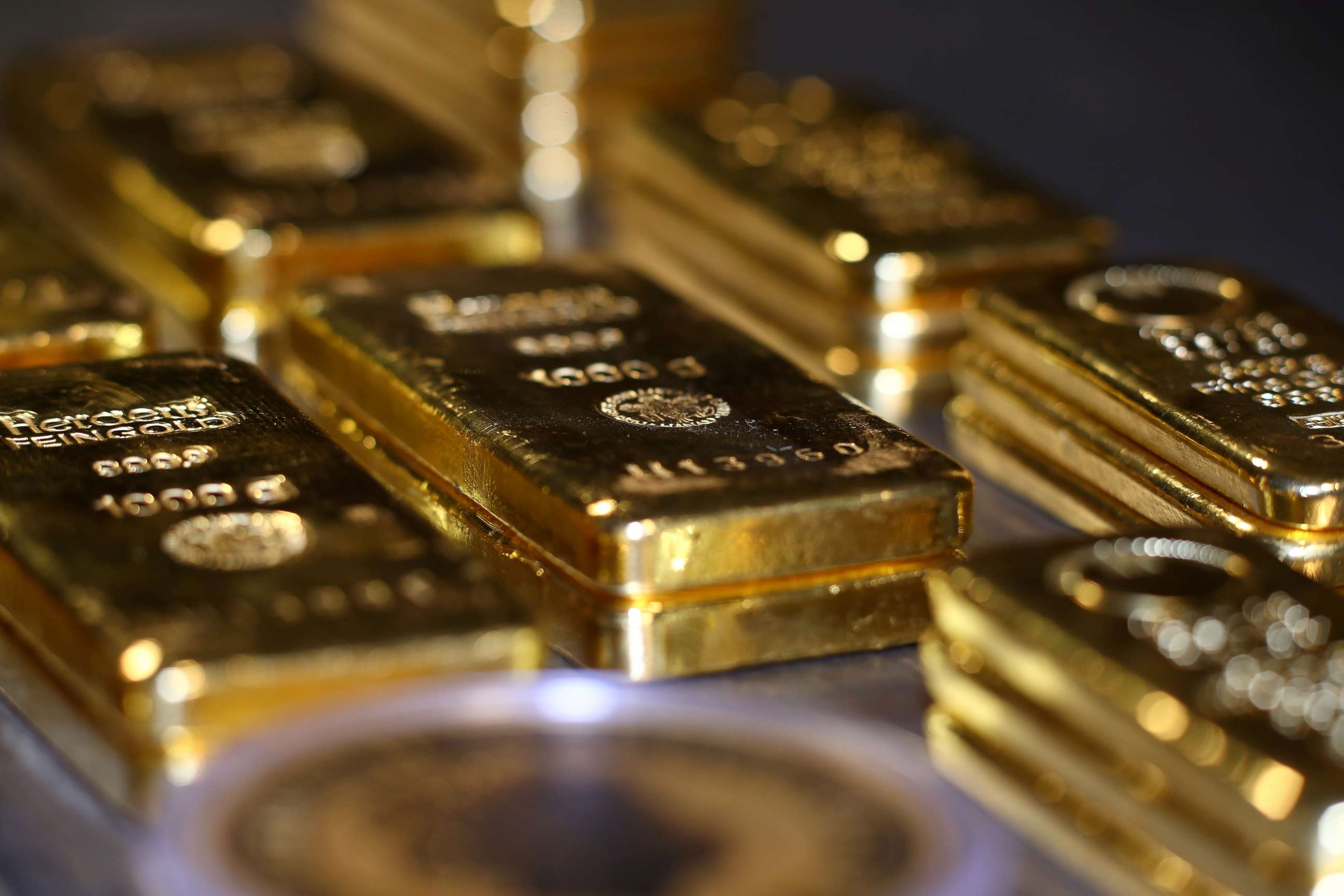 PHOTO: Gold bars and coins are stacked in the safe deposit boxes room of the Pro Aurum gold house in Munich, Germany, on Aug. 14, 2019.