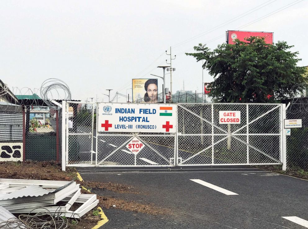 PHOTO: A general view of the locked entrance to the Level III Indian Field Hospital, where the dead body of Italian Ambassador Luca Attanasio lies, in Goma, eastern Democratic Republic of the Congo, Feb. 22, 2021.