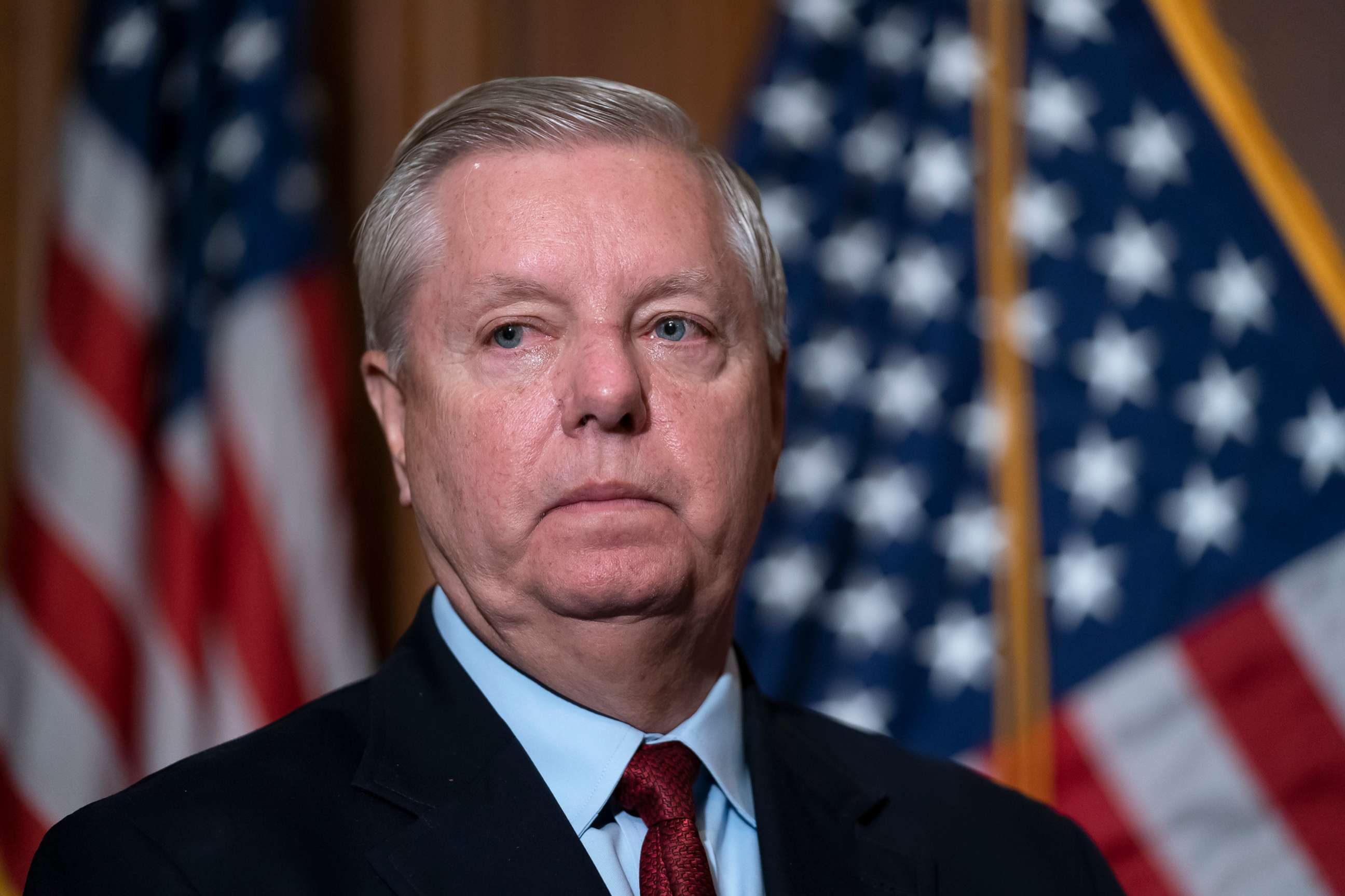 PHOTO: Sen. Lindsey Graham attends a bi-partisan press conference at the Capitol in Washington, Feb. 10, 2022.
