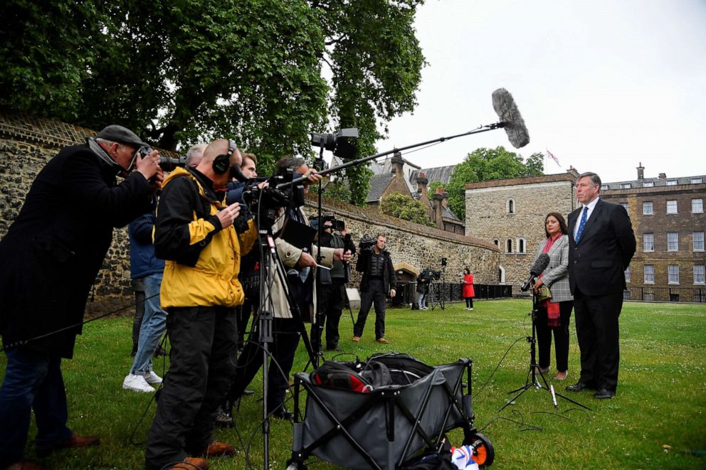 PHOTO: Conservative MP Graham Brady speaks to members of the media announcing his party would hold a no-confidence vote on Prime Minister Boris Johnson, in London, Britain, June 6, 2022.