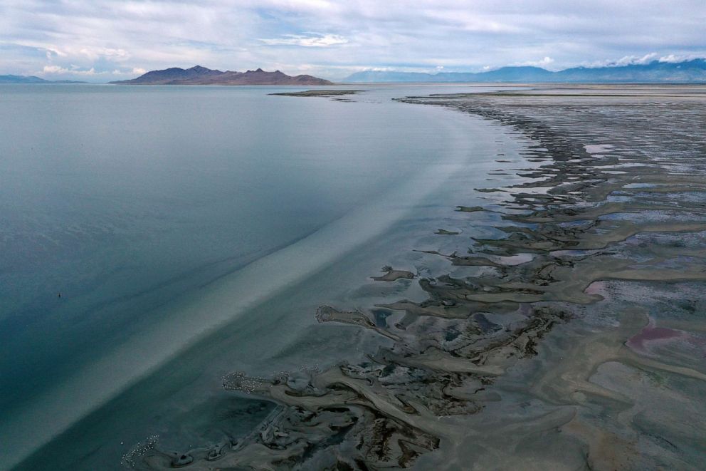 PHOTO: Low water levels are visible at the Great Salt Lake on August 2, 2021 near Magna, Utah.