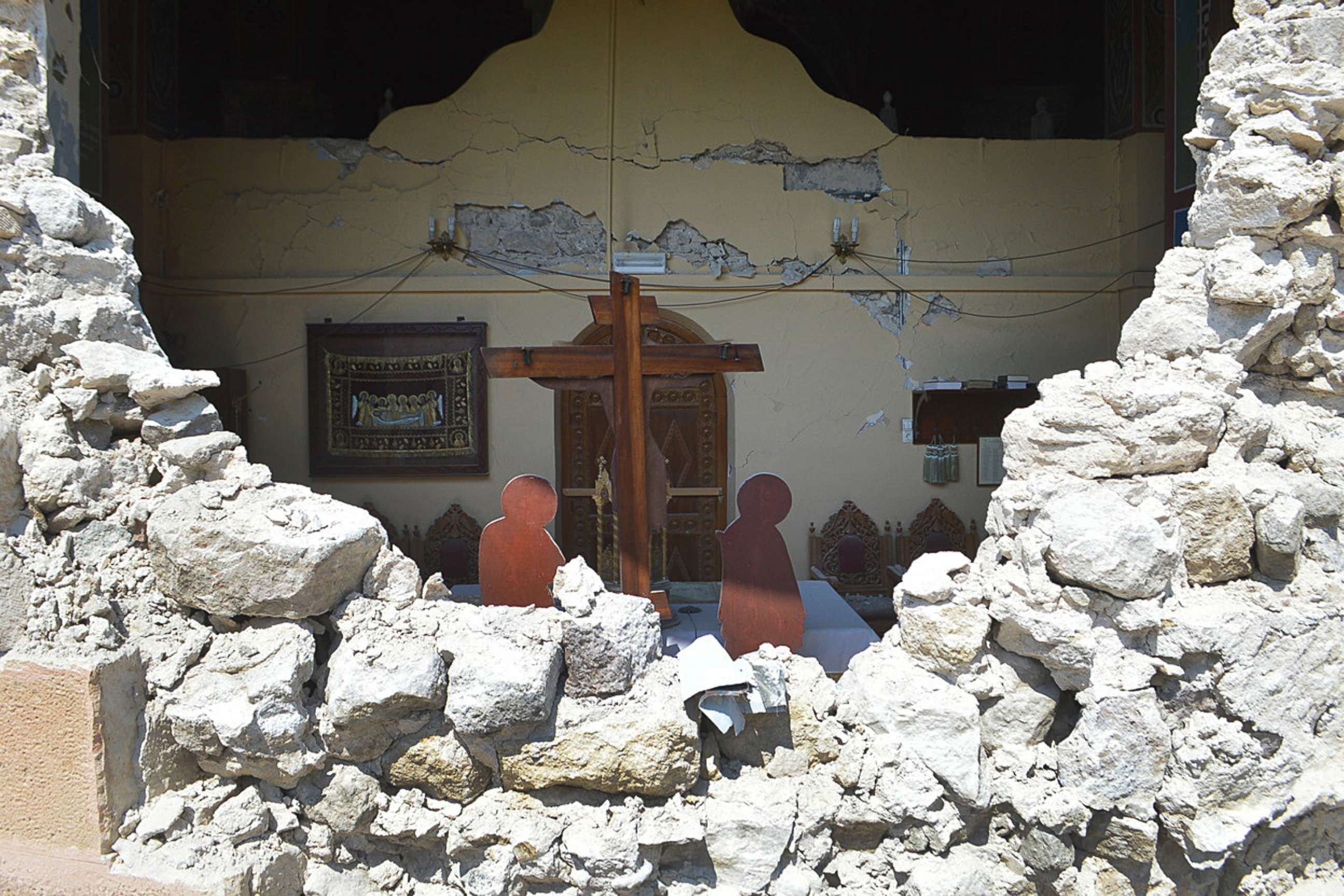 PHOTO: A damaged church is seen following an earthquake on the island of Kos, Greece, July 21, 2017. 