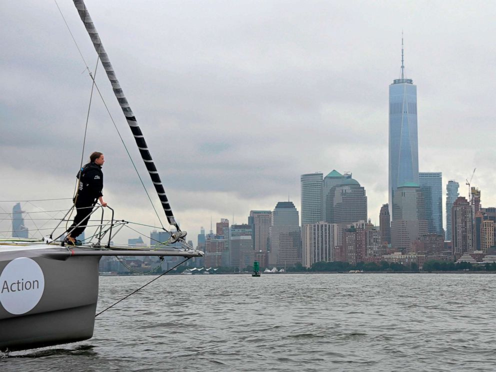 Teen climate activist Greta Thunberg arrives in New York for UN summit on sailboat - ABC News