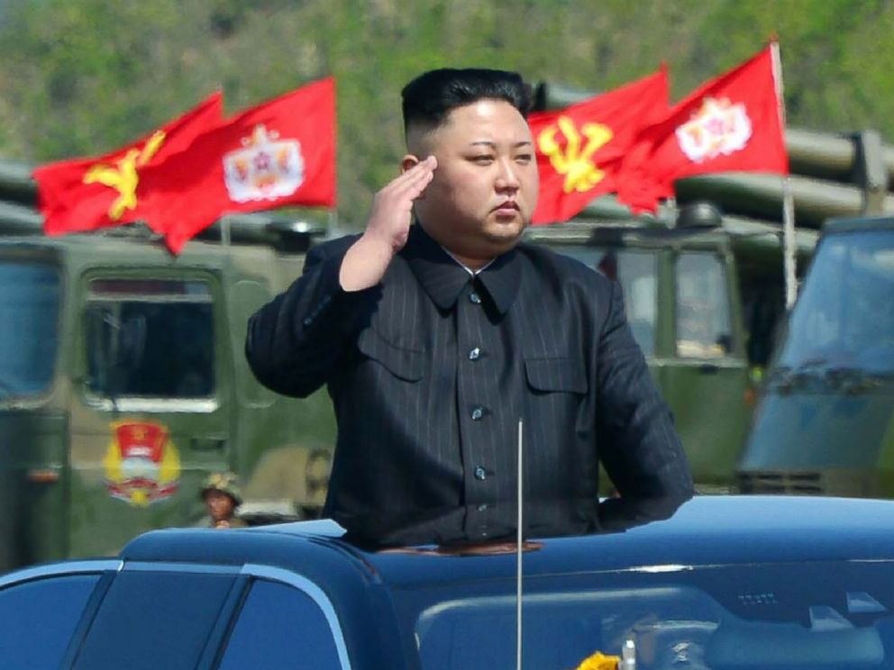 PHOTO: This undated picture released by North Koreas official Korean Central News Agency on April 26, 2017 shows North Korean leader Kim Jong-Un attending a combined fire demonstration of the services of the Korean Peoples Army.