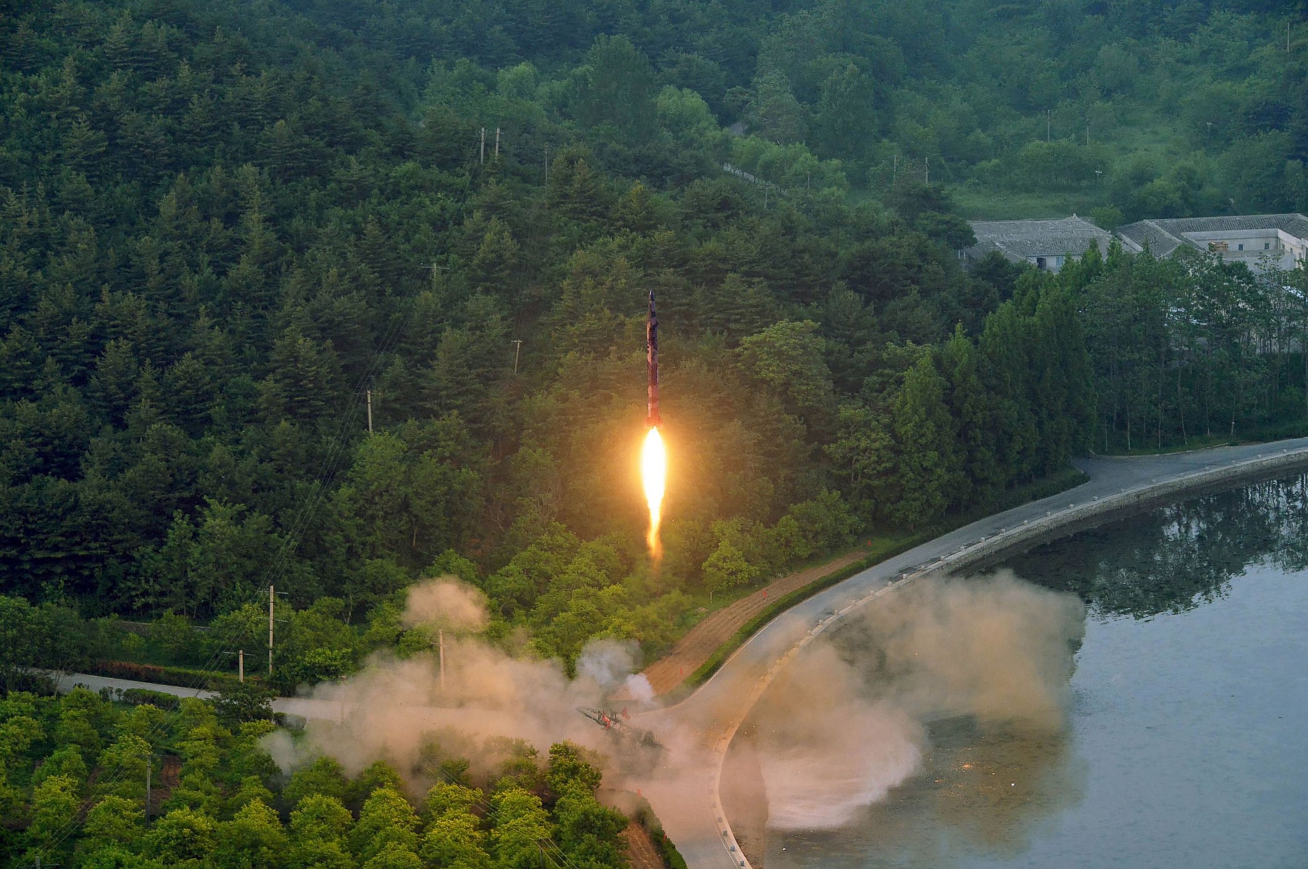 PHOTO: This undated photo released by North Korea's official Korean Central News Agency on May 30, 2017 shows a test-fire of a ballistic missile at an undisclosed location in North Korea.