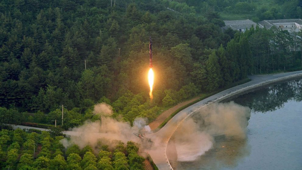 PHOTO: This undated photo released by North Korea's official Korean Central News Agency on May 30, 2017 shows a test-fire of a ballistic missile at an undisclosed location in North Korea.