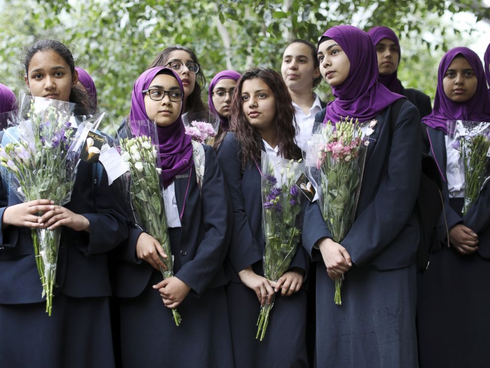 PHOTO: Pupils from Eden Girls School in Waltham Forest take part in a vigil in memory of those killed in the recent terror attacks in London, in Potters Fields Park, June 5, 2017, in London, England.