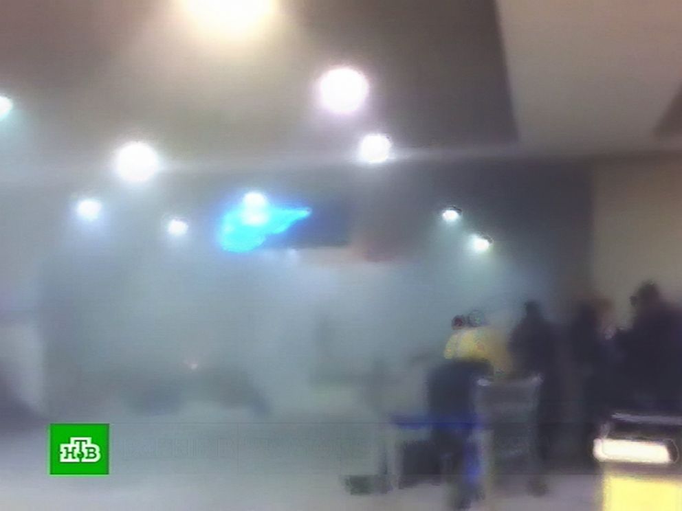 PHOTO:  A TV grab taken from Russian TV channel NTV shows a smoke-filled area near the blast site at Moscow's Domodedovo international airport, Jan. 24, 2011, shortly after an explosion.