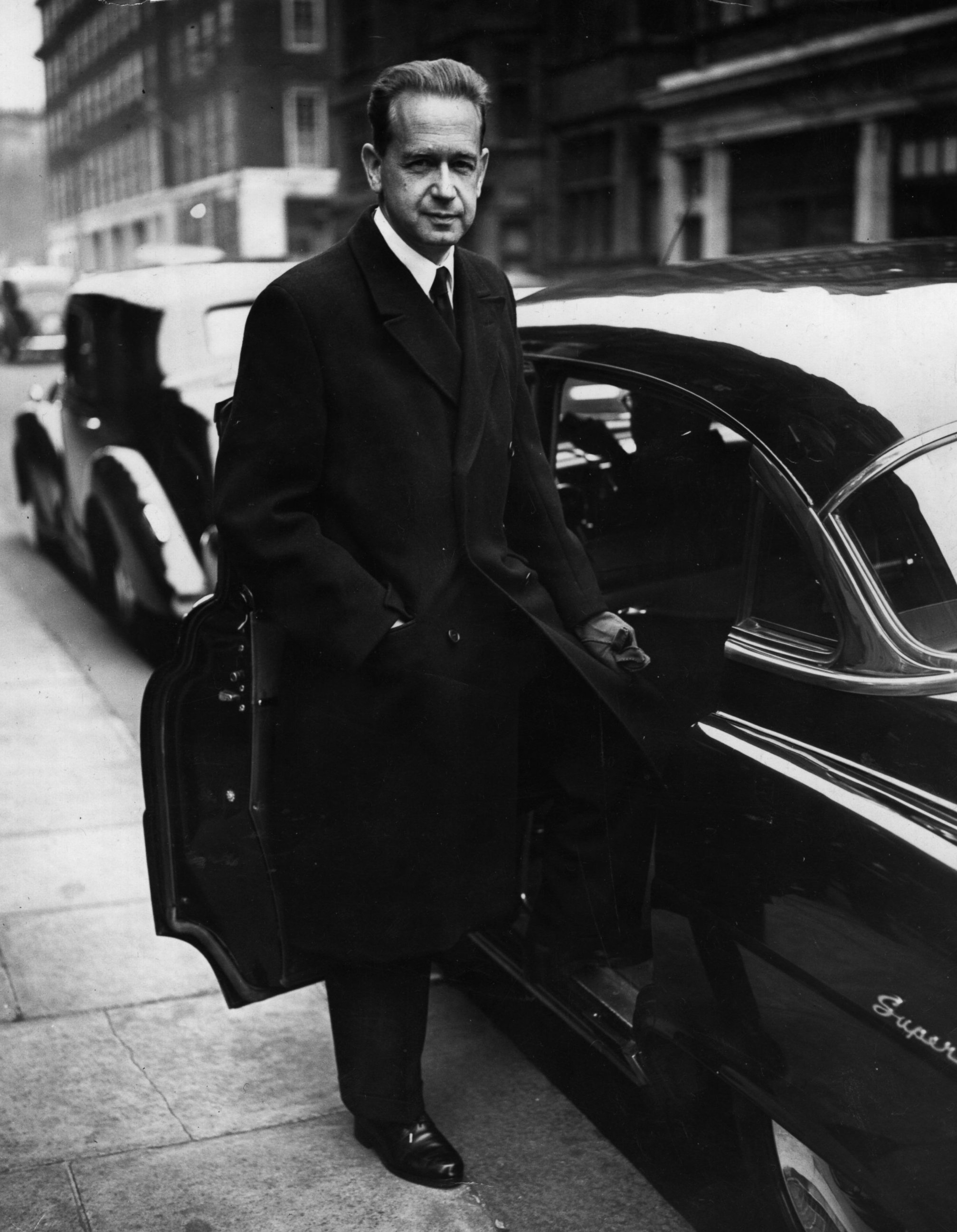 PHOTO: Dag Hammarskjold is seen leaving the Claridges Hotel in London in this file photo.