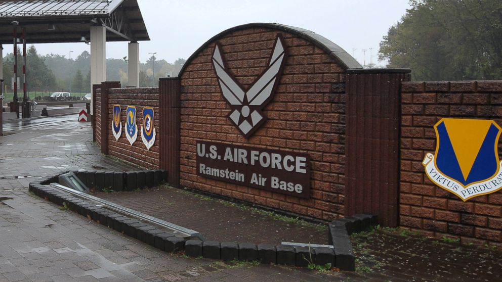 The entrance to the US Airbase in Ramstein, Germany, is seen in this Nov. 6, 2013 file photo. 