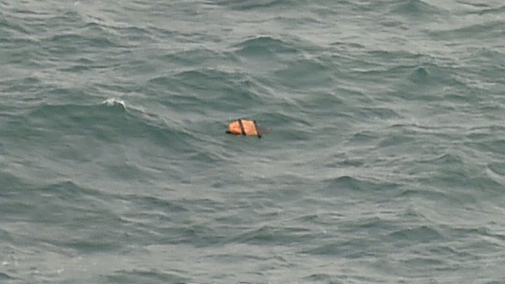 PHOTO: This aerial view shows floating debris spotted in the same area of the Java Sea as other items being investigated by Indonesian authorities as possible objects from missing AirAsia flight QZ8501, Dec. 30, 2014. 