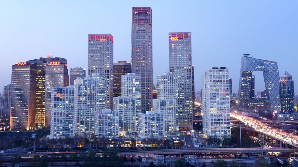 PHOTO: A general view shows the skyline of a central business district in Beijing on November 27, 2013. 