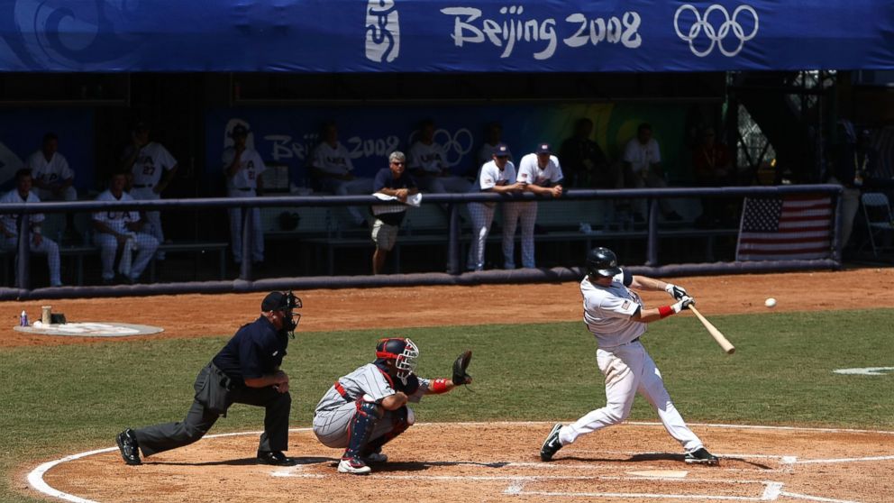 PHOTO: Jason Donald of the United States bats against Japan during the men's bronze medal baseball game held at Wukesong Baseball Field at the Beijing Olympic Games on Aug. 23, 2008 in China.