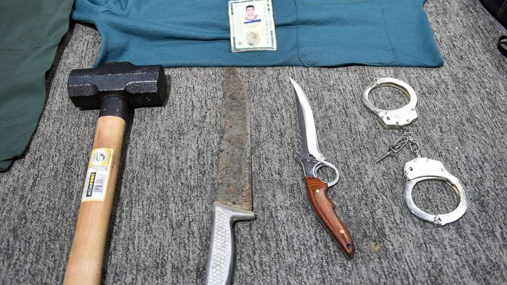 PHOTO: Picture of objects seized during the arrest of alleged serial killer Tiago Gomes da Rocha, suspected of killing 39 people, at the Department of Security in Goiania,Brazil, on Oct. 16, 2014.