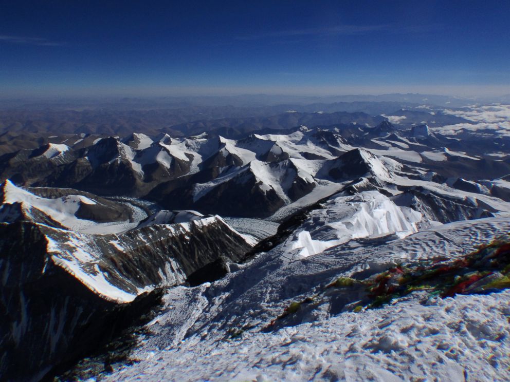 PHOTO: Flags lie on the summit of Mount Everest in this May 23, 2013 file photo.