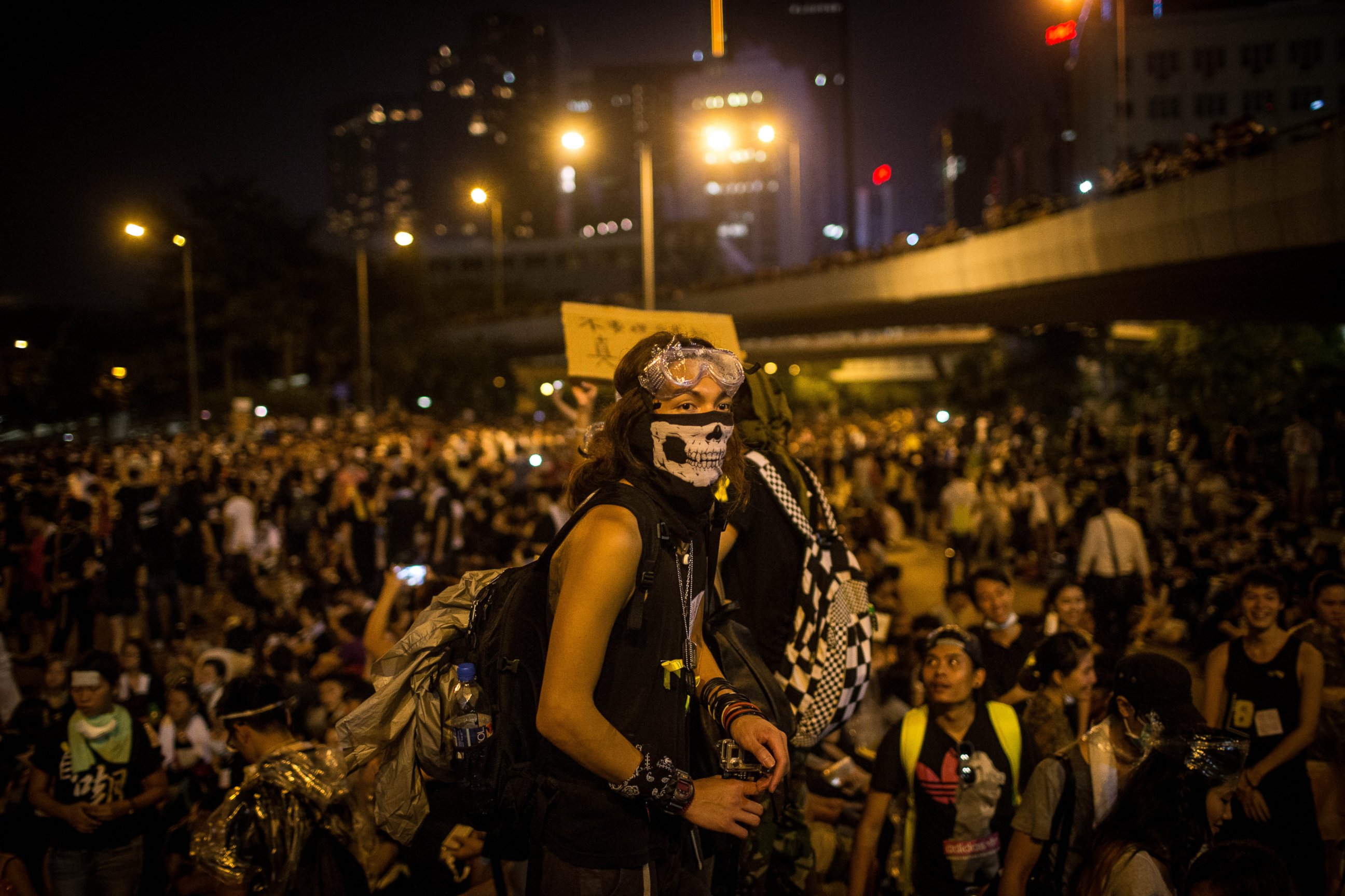 PHOTO: Protesters gather in the streets outside the Hong Kong Government Complex on Sept. 29, 2014 in Hong Kong. 