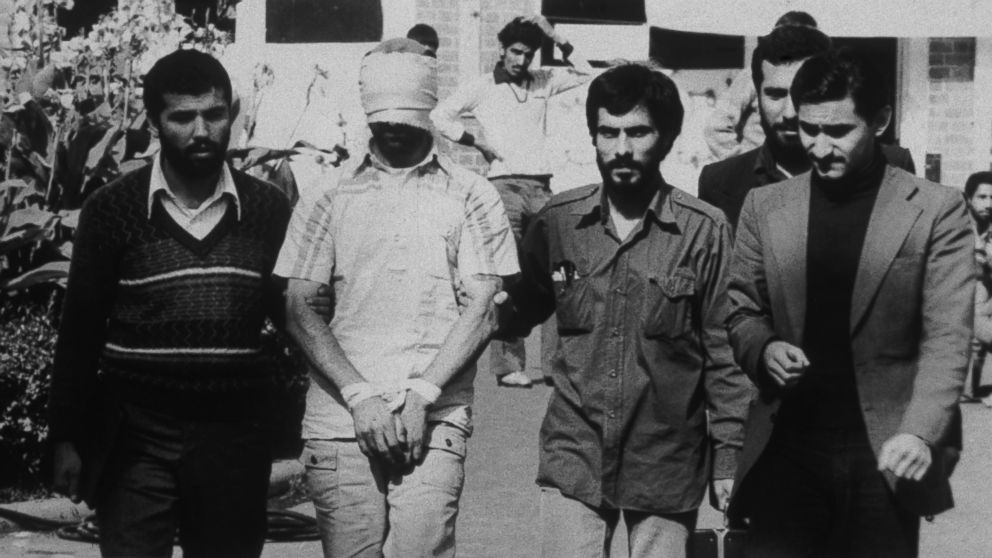 PHOTO: An American hostage being paraded before the cameras by his Iranian captors in Tehran, Iran, 1979.