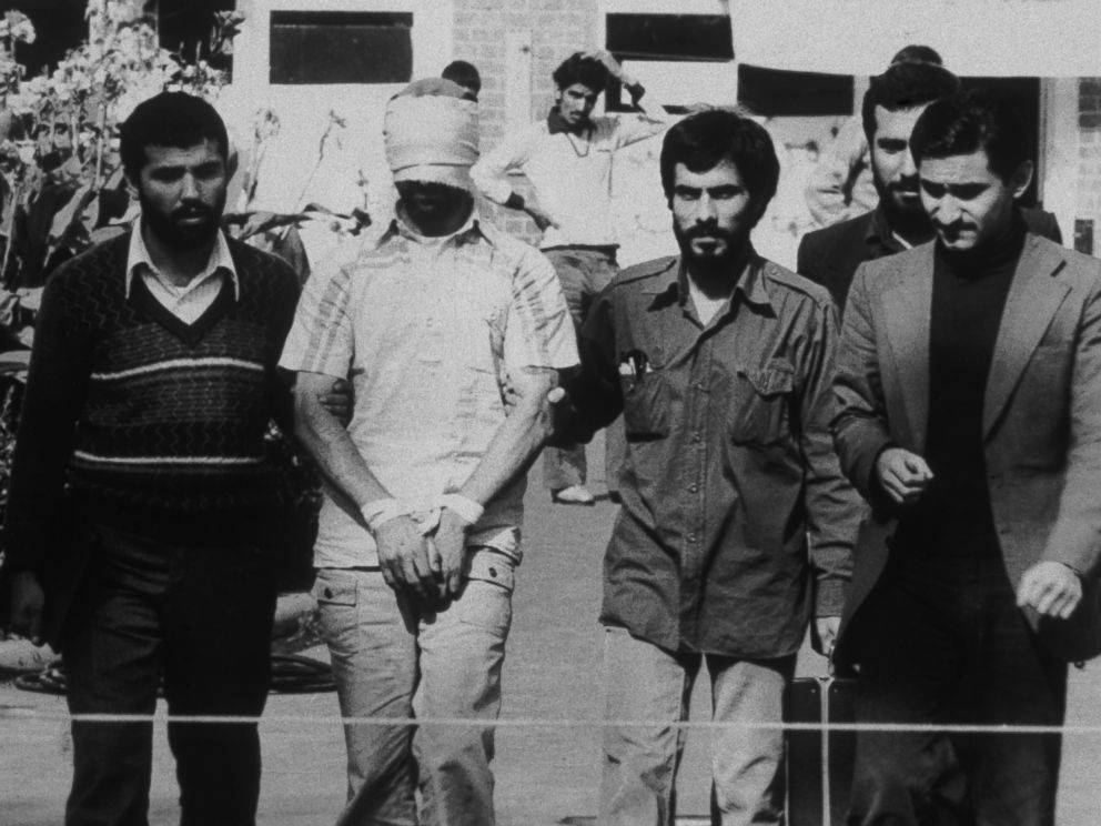 PHOTO: An American hostage being paraded before the cameras by his Iranian captors in Tehran, Iran, 1979.