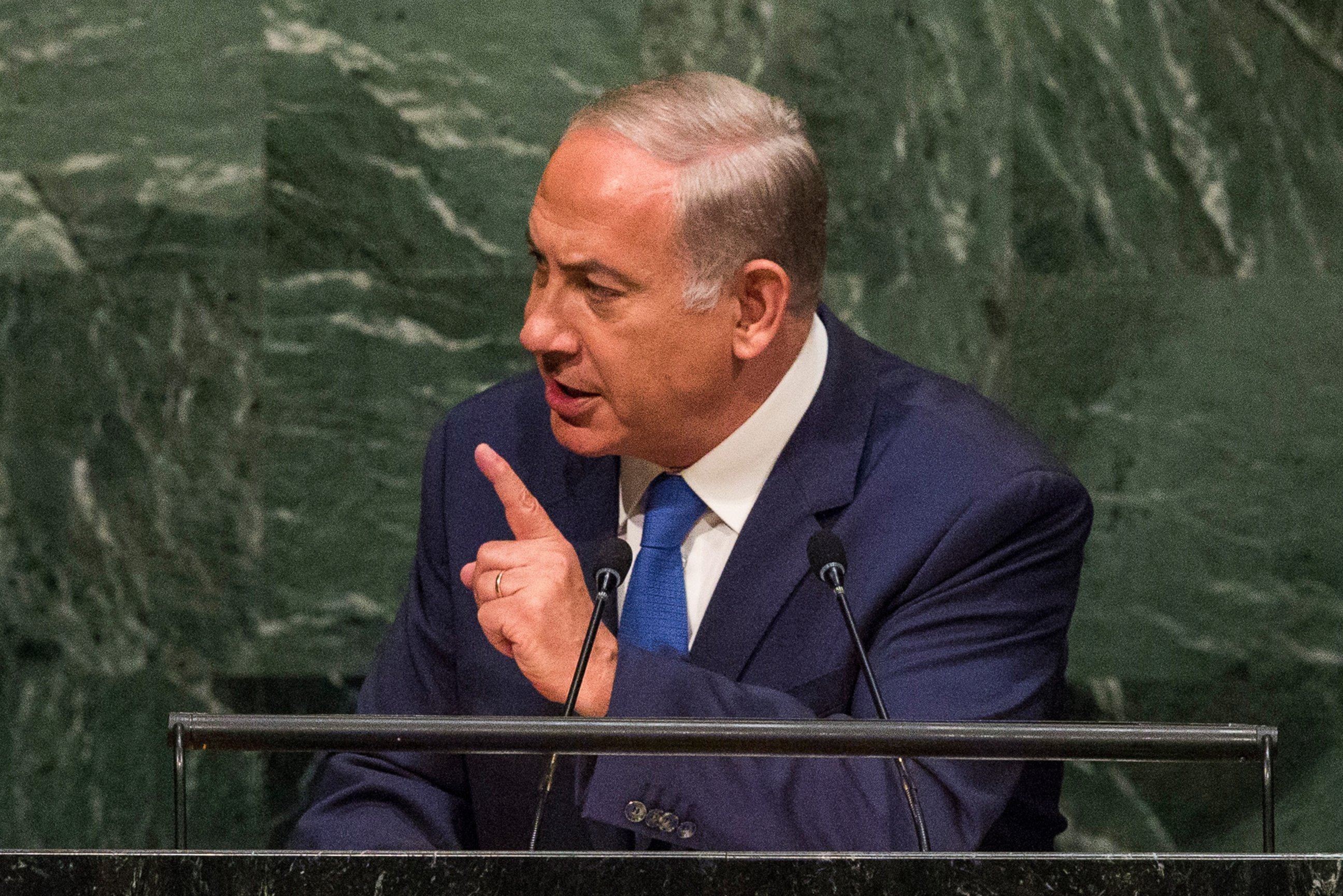PHOTO: Benjamin Netanyahu, Prime Minister of Israel, speaks at the United Nations General Assembly on Oct. 1, 2015 in New York.
