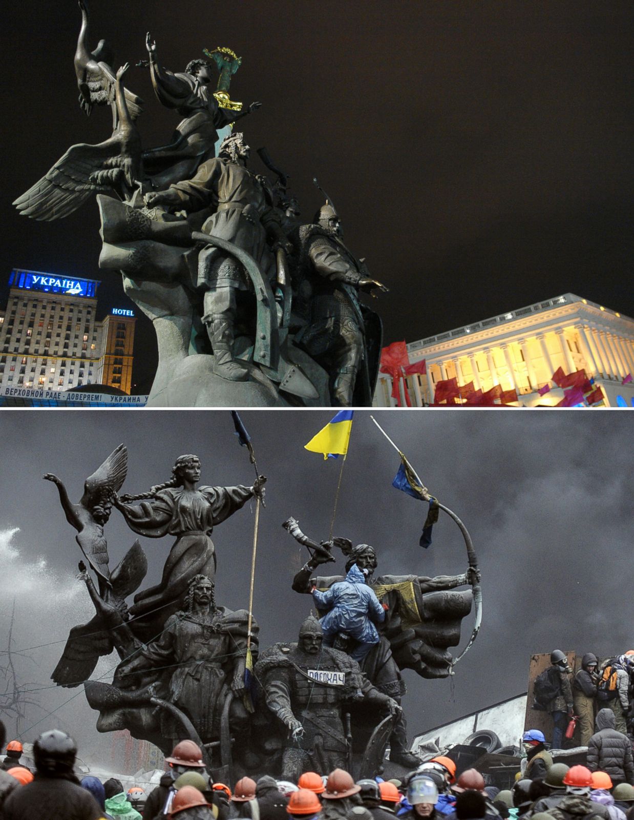 Before and After Images of Kiev's Independence Square Photos - ABC News