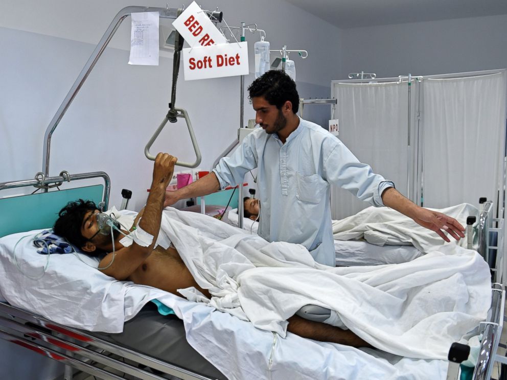 PHOTO: A wounded staff member of Doctors Without Borders who survived the bombing of the MSF Hospital in Kunduz receives treatment at an Italian aid organizations hospital in Kabul on Oct. 6, 2015.