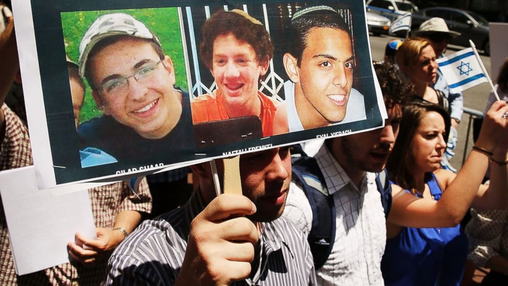 PHOTO: People gather for a vigil for the three Israeli teens outside of the Israeli Consulate on June 16, 2014 in New York City.
