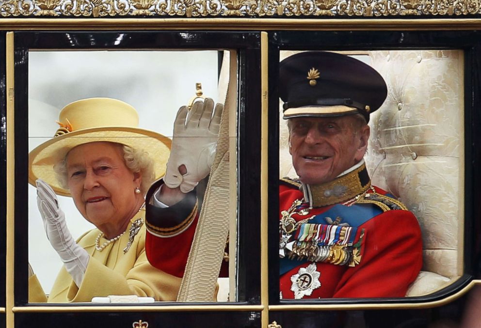 PHOTO: Queen Elizabeth II and Prince Philip ride in a carriage procession to Buckingham Palace following the marriage of Prince William and Catherine Duchess of Cambridge at Westminster Abbey on April 29, 2011 in London, England.