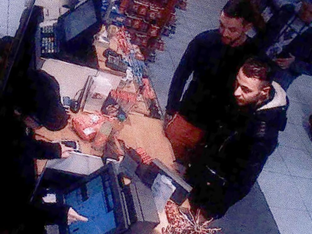 PHOTO: An image taken from a CCTV camera at a petrol station north of Paris, on Nov. 11, 2015 shows Salah Abdeslam a suspect in the Paris attack of November 13, and Mohamed Abrini buying goods.