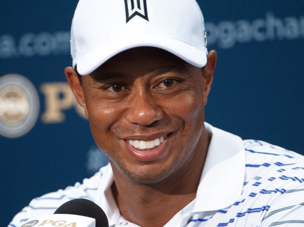 PHOTO: Tiger Woods gives an interview during the Second Round of the 96th PGA Championship at Valhalla Golf Club on August 8, 2014 in Louisville, Ky.
