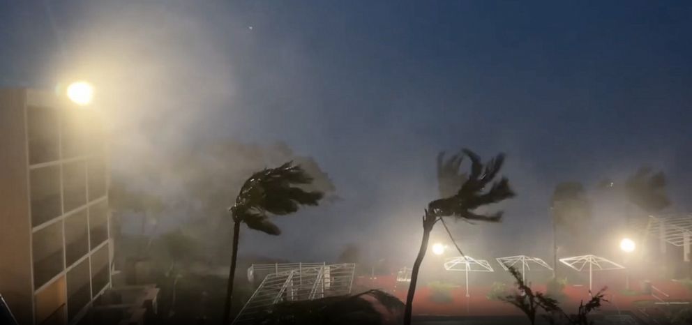 PHOTO: Tropical storm force winds hammer Tumon Bay, Guam, as Typhoon Mawar heads toward the island, May 24, 2023.