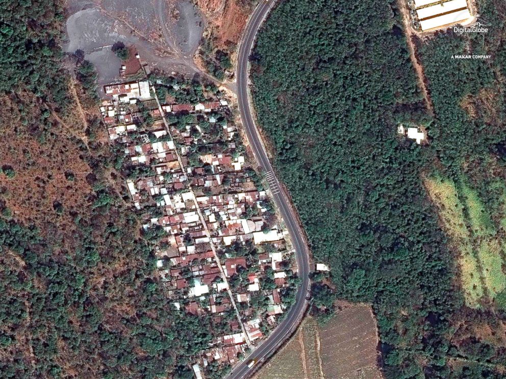 PHOTO: A satellite image of the hamlet of San Miguel Los Lotes, Guatemala, Feb. 5, 2018.
