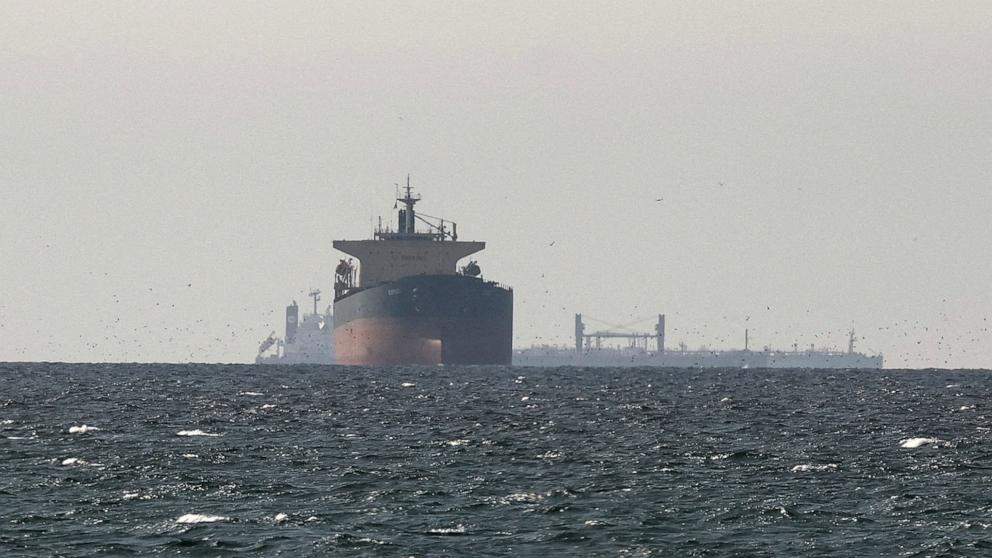 PHOTO: Tankers sail in the Gulf, near the Strait of Hormuz, as seen from northern Ras al-Khaimah, near the border with Oman's Musandam governance, amid the U.S.-Israeli conflict with Iran, in United Arab Emirates, March 11, 2026. 