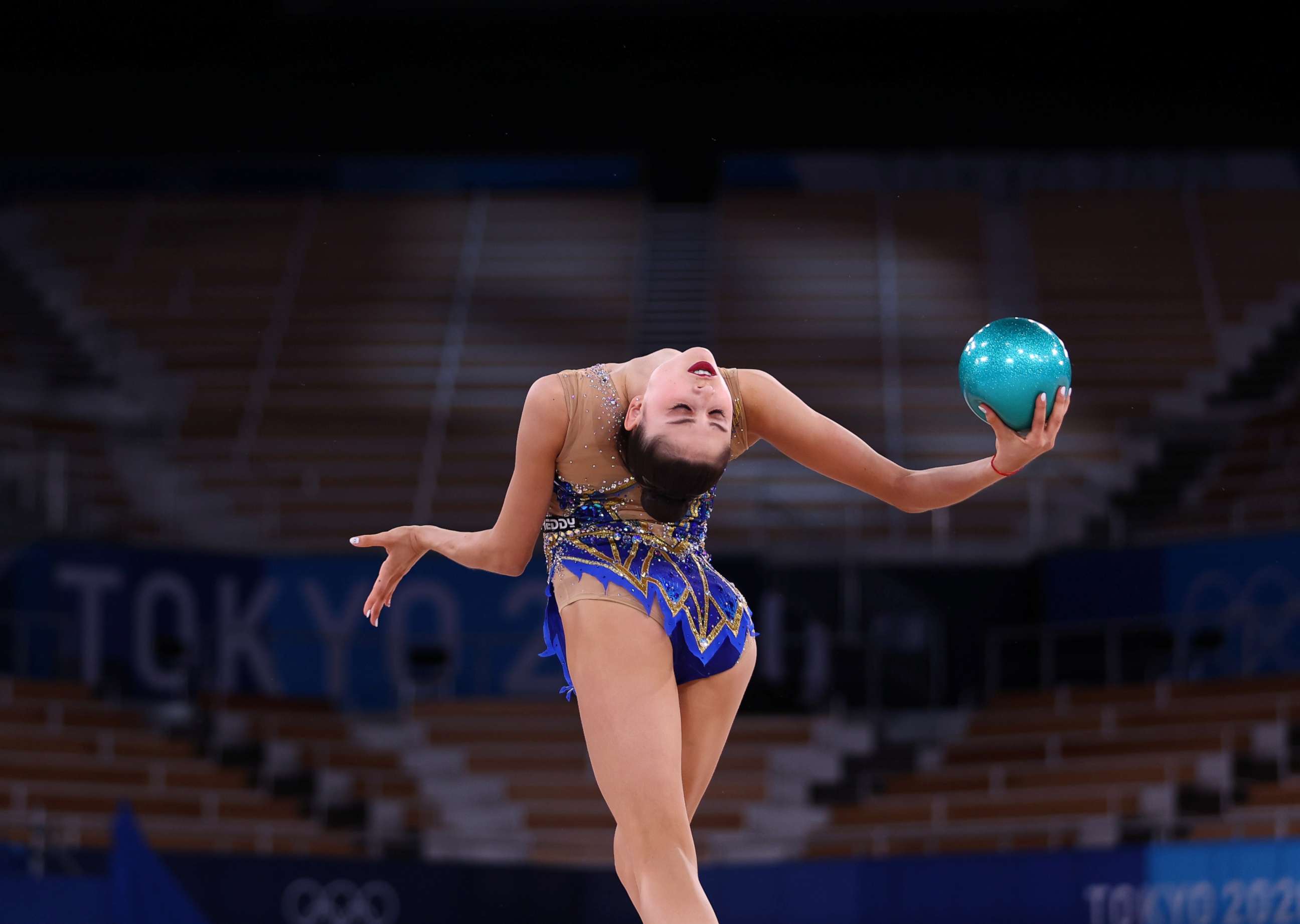 PHOTO: Milena Baldassarri of Italy is seen in action in the rhythmic gymnastics individual all-around qualification round on Aug. 6, 2021, in Tokyo, Japan.