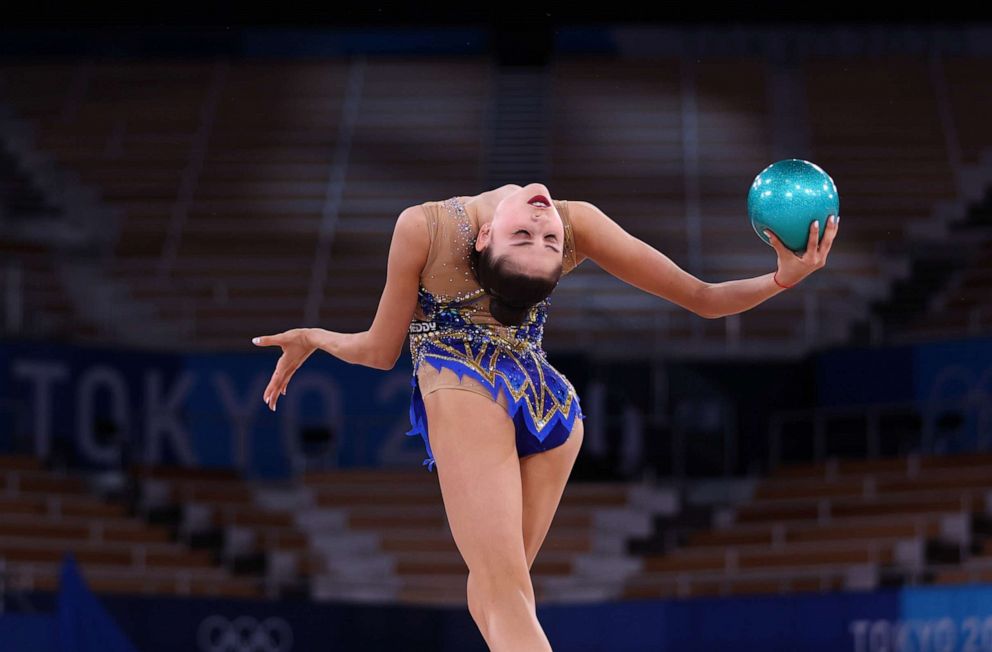 PHOTO: Milena Baldassarri of Italy is seen in action in the rhythmic gymnastics individual all-around qualification round on Aug. 6, 2021, in Tokyo, Japan.