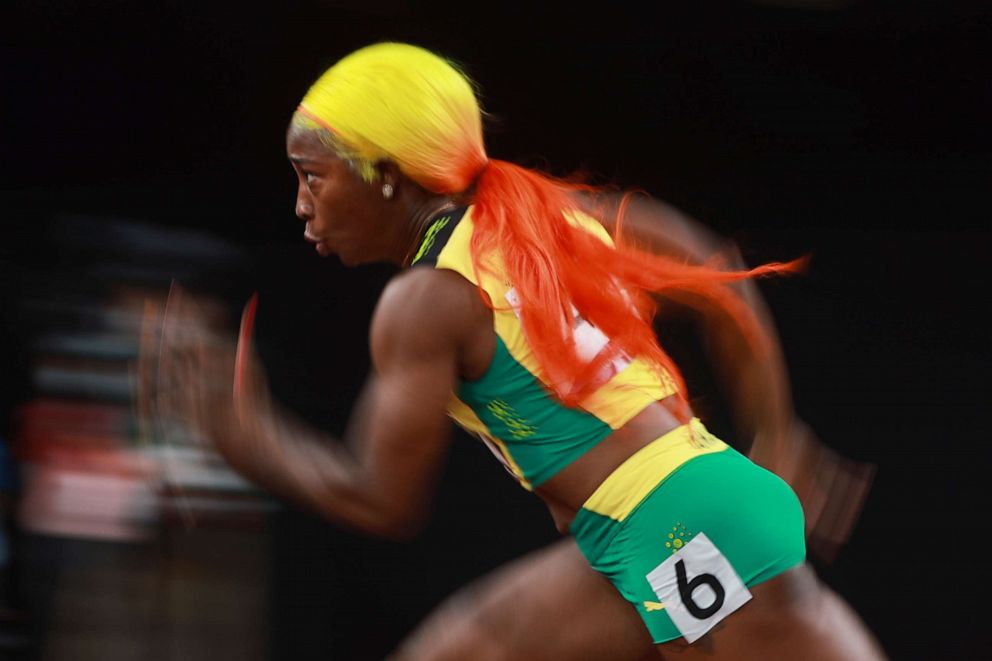 PHOTO: Shelly-Ann Fraser-Pryce of Jamaica runs in the women's 200m semifinal on Aug. 2, 2021, in Tokyo, Japan.
