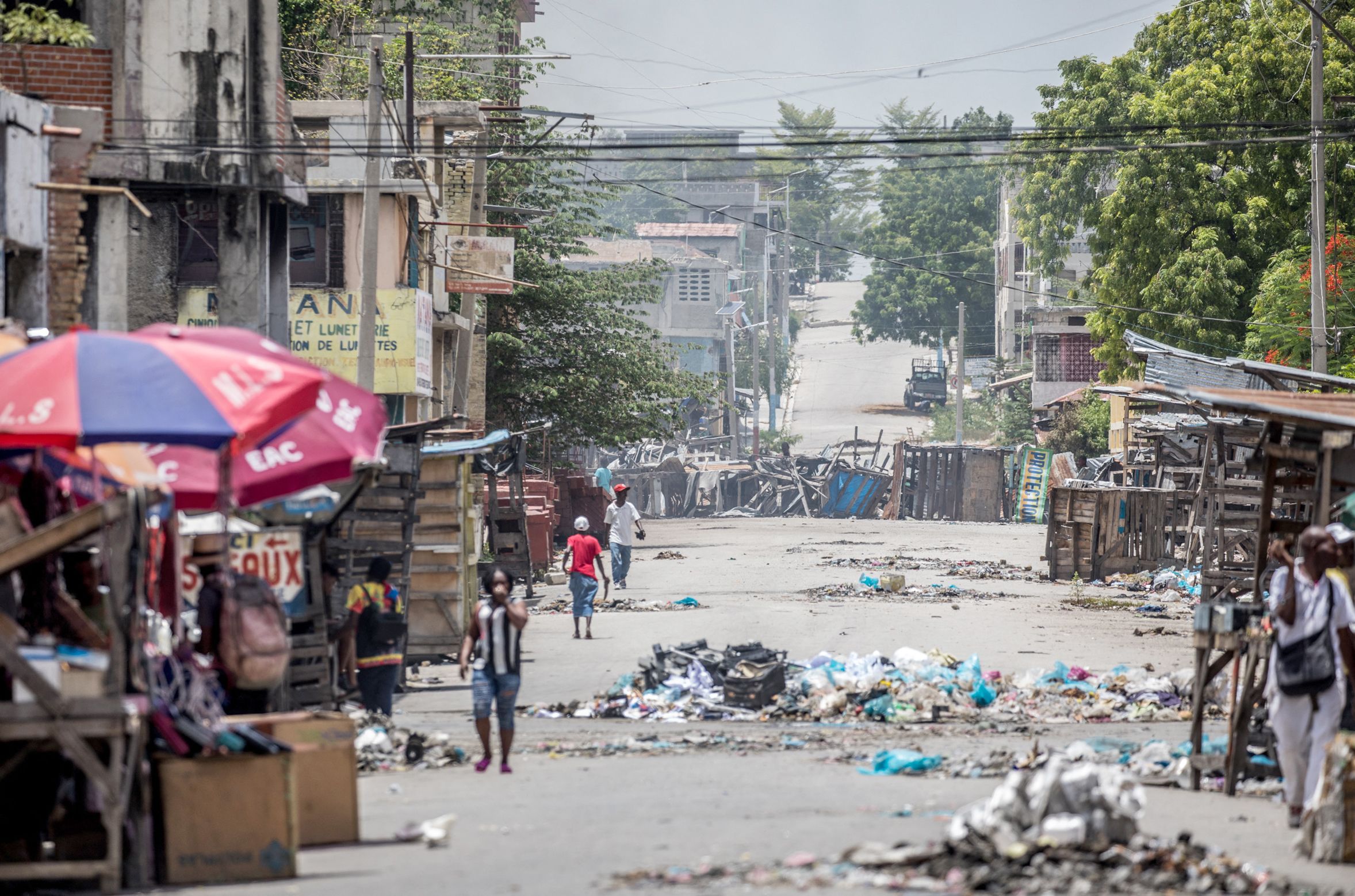 PHOTO: Garbage litters a street in the Bel-Air neighborhood of Port-au-Prince, July 13, 2021, in the wake of Haitian President Jovenel Moise's assassination on July 7.
